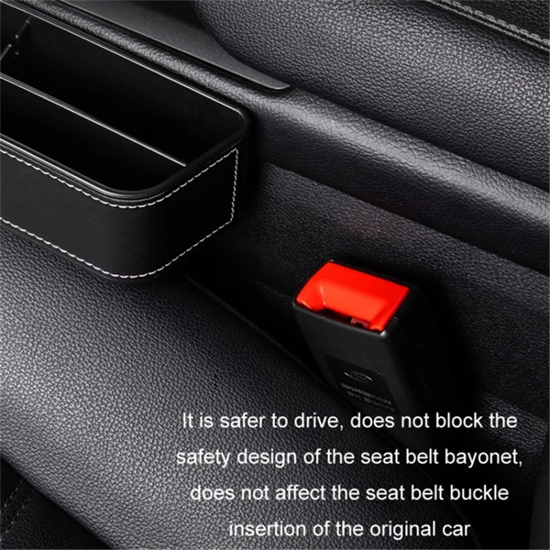 Passenger Side Car Front Seat Seam Storage Box Car Seat Gap Phone Drink Can Organizer - Red / Suede Material