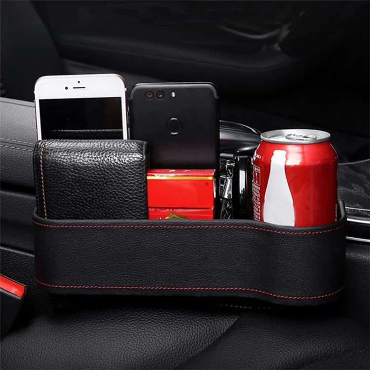 Boîte de rangement pour siège avant de voiture Filler Gap Phone Bottle Cup Holder Organizer - Noir / Côté passager