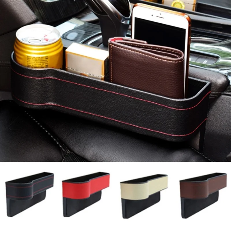 Car Front Seat Seam Storage Box Car Seat Filler Gap Phone Bottle Cup Holder Organizer - Brown / Driver Side