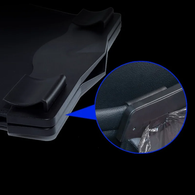 Magnetic Closure Garbage Bag Vehicle Rubbish Container PU Leather+PC Car Trash Bag with LED Light - Beige