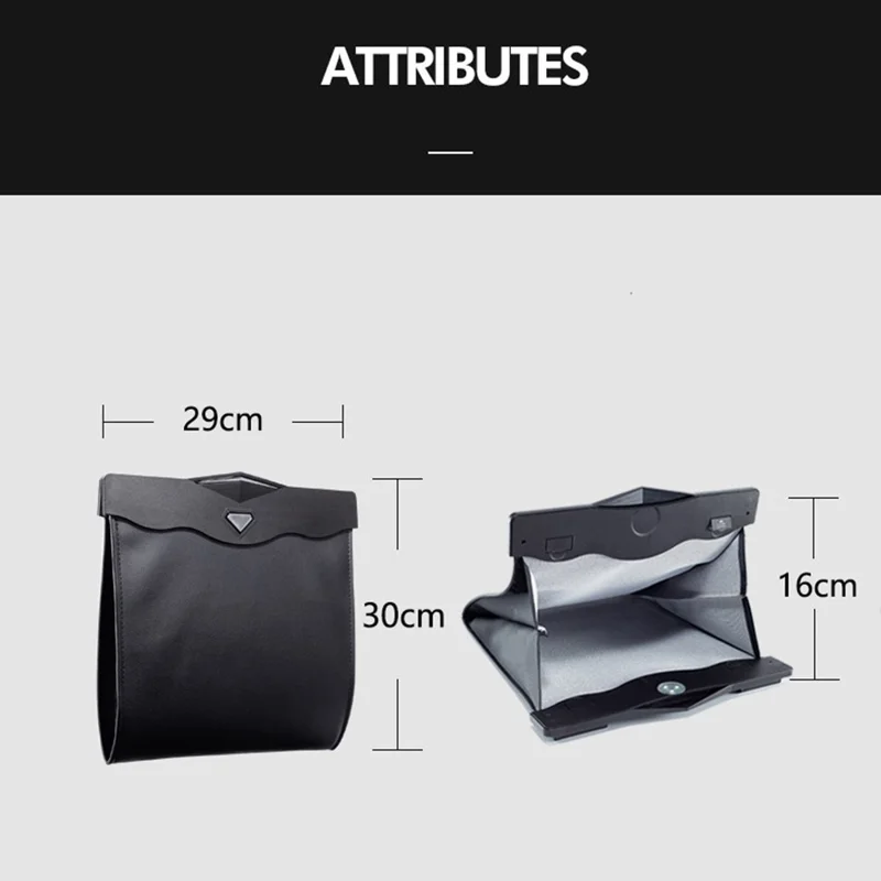 Magnetic Closure Garbage Bag Vehicle Rubbish Container PU Leather+PC Car Trash Bag with LED Light - Beige