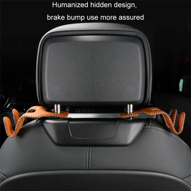 Dual Hook Design Car Seat Back Hanging Hook Stainless Steel + PU Leather Car Seat Headrest Hook Phone Holder - Black+Red