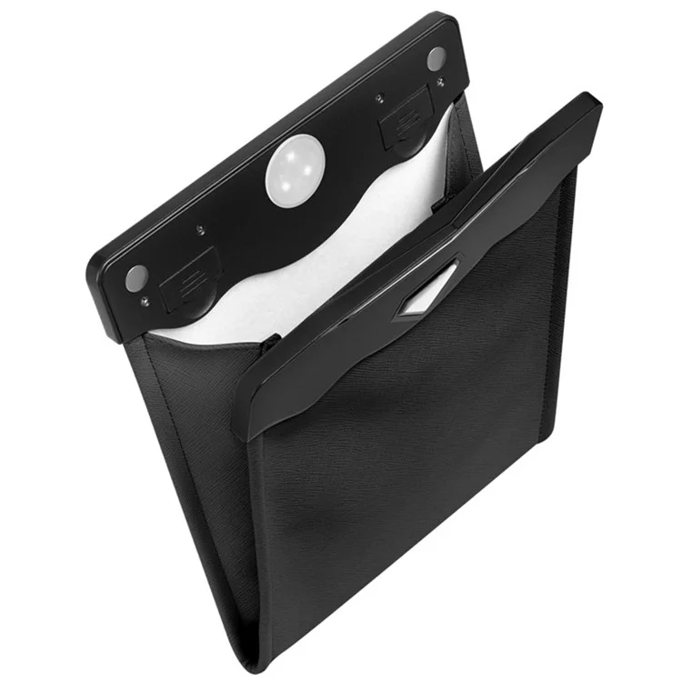 PU Leather+PC Car Trash Bag LED Light Magnetic Closure Garbage Bag Vehicle Rubbish Container Garbage Can - Black
