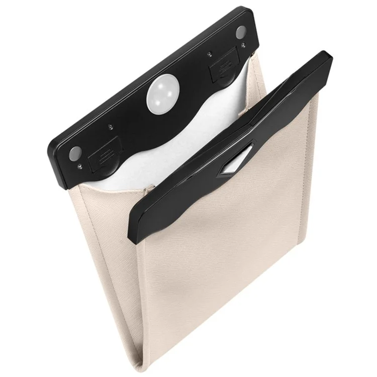 PU Leather+PC Car Trash Bag LED Light Magnetic Closure Garbage Bag Vehicle Rubbish Container Garbage Can - Beige