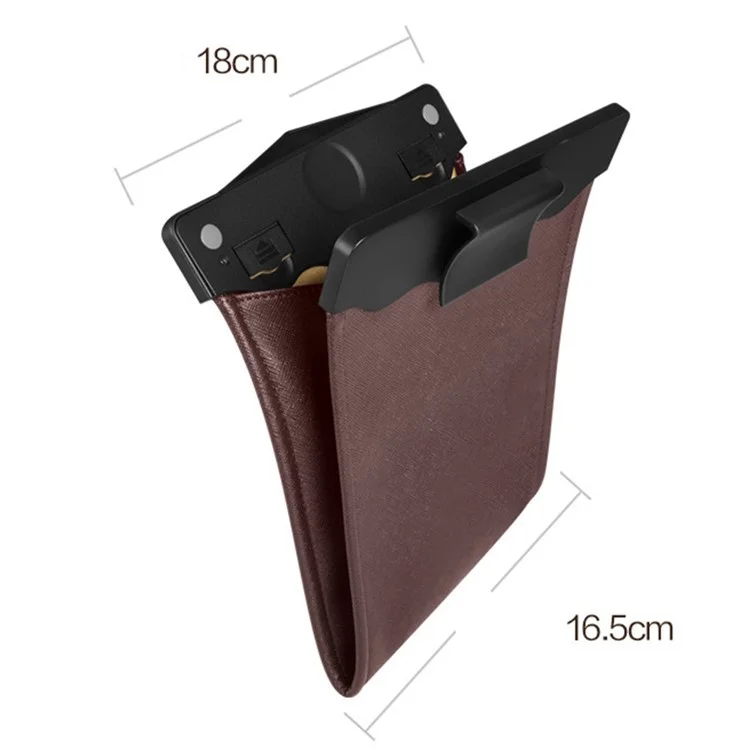 PU Leather+PC Car Trash Bag LED Light Magnetic Closure Garbage Bag Vehicle Rubbish Container Garbage Can - Beige