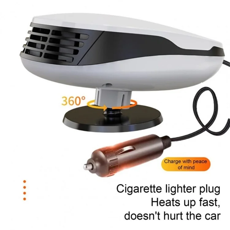 Allume-cigare Chauffage Automobile 12V 120W Chauffage Rapide Réchauffeur Dégivrant Réglable à 360 Degrés