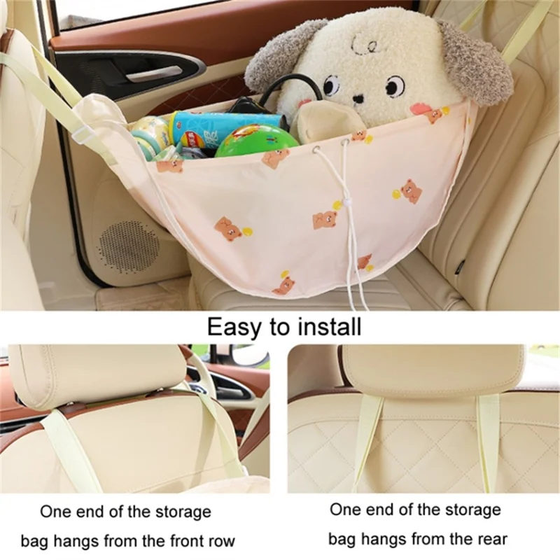 Oxford Cloth Rear Seat Sundries Bag Car Hammock Storage Bag Backseat Organizer - Balloon and Bear