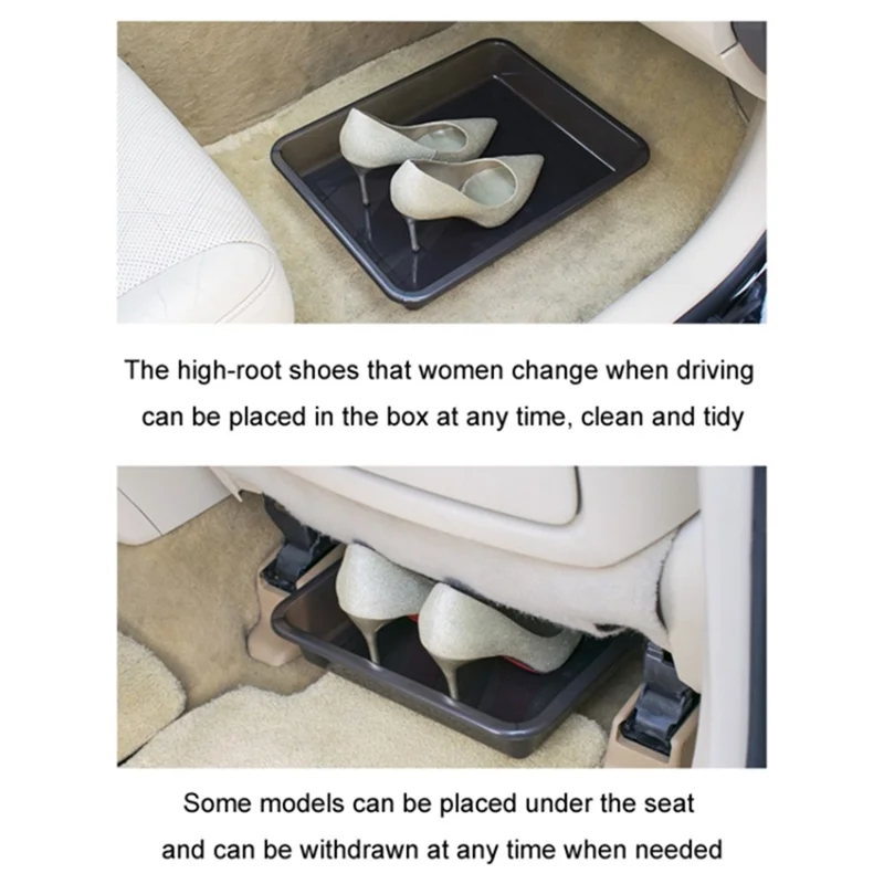 Size S Multifunctional Car Rear Seat Storage Tray Shoe Holder Home Teacup Organizer, 328x249x51mm