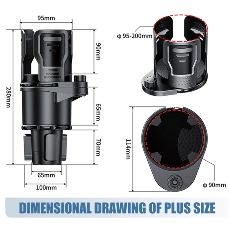 Vehicle Mounted Car Cup Holder 360 Degree Rotating Drink Beverage Holder Bracket, Size L