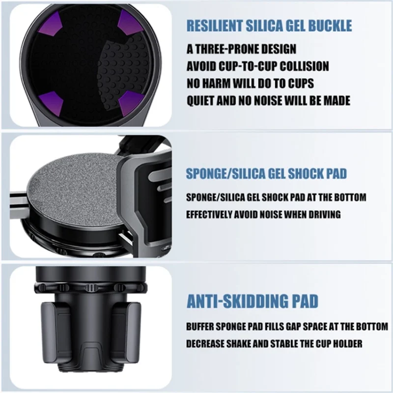 Vehicle Mounted Car Cup Holder 360 Degree Rotating Drink Beverage Holder Bracket, Size L