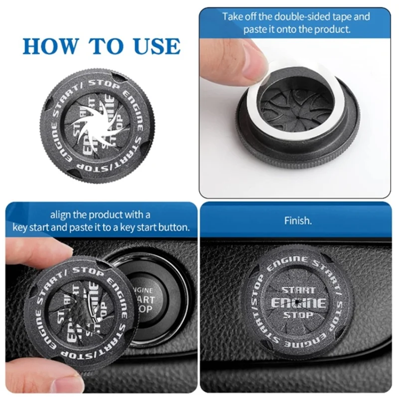 Car Start Stop Engine Button Switch One-key Start Button Engine Ignition Switch Cover - Silver