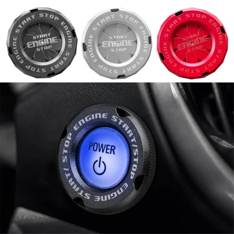 Car Start Stop Engine Button Switch One-key Start Button Engine Ignition Switch Cover - Silver