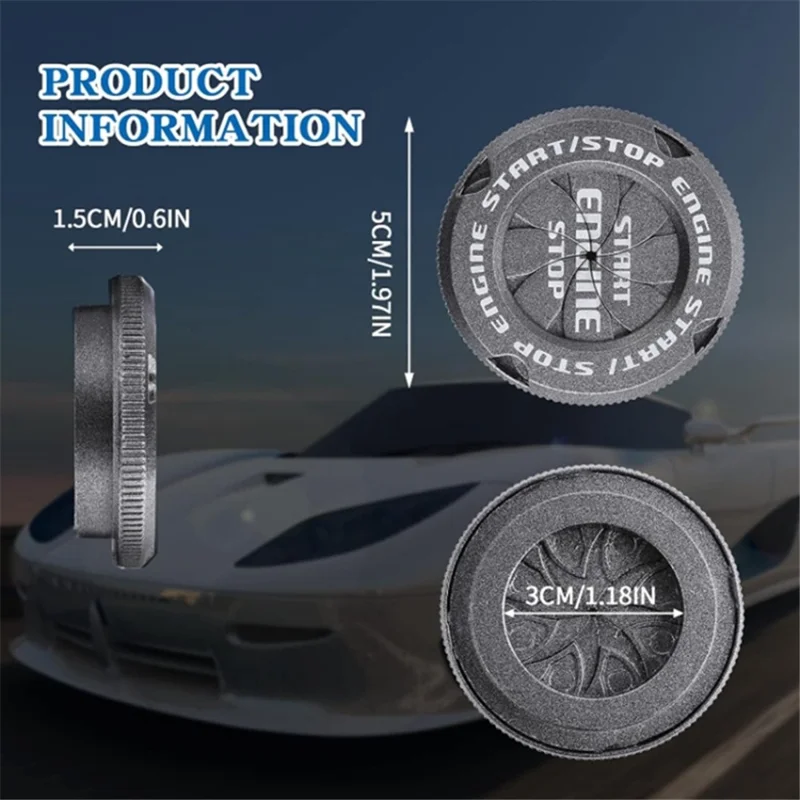 Car Start Stop Engine Button Switch One-key Start Button Engine Ignition Switch Cover - Silver