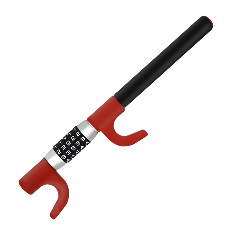 Anti-Theft Retractable Car Steering Wheel Lock 5 Digit Password Vehicle Security Lock - Red