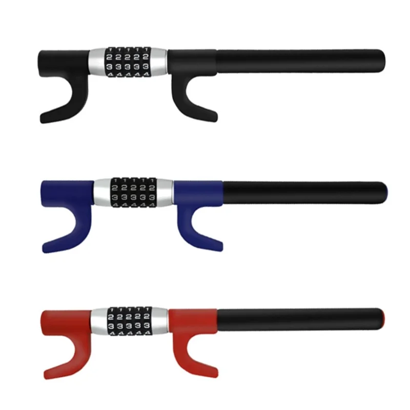 Anti-Theft Retractable Car Steering Wheel Lock 5 Digit Password Vehicle Security Lock - Red