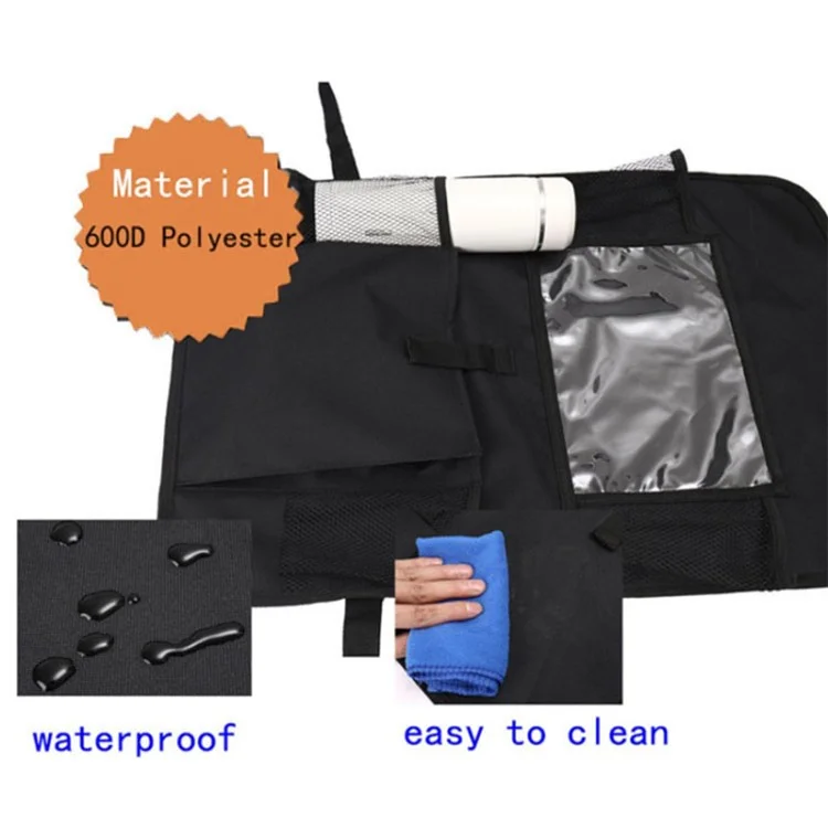 600D Oxford Cloth Car Backseat Organizer Storage Bag with Touch Screen Tablet Pocket