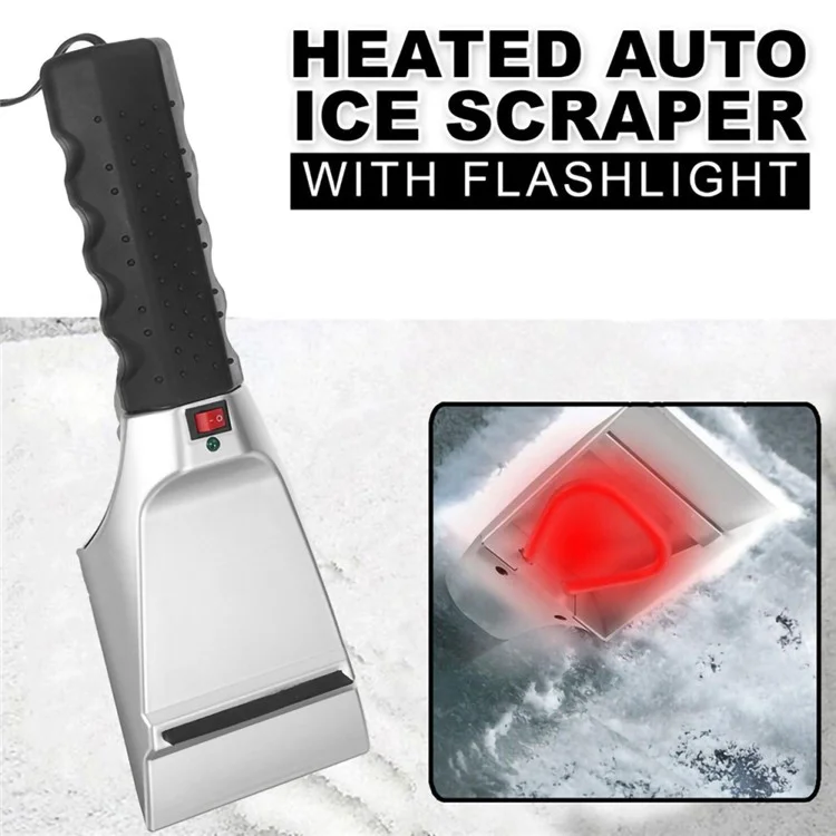 Pá Removedora de Neve Elétrica Aquecida de 12V para Carro Plástica + Metal Raspador de Neve para Janela de Carro de Inverno