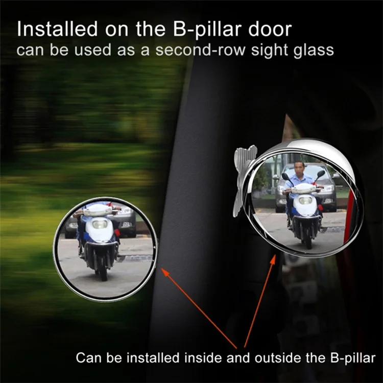 Miroir de sécurité pour angle mort de voiture 3R 045 de 70 mm, angle de vue de 360 degrés, réglable, argent