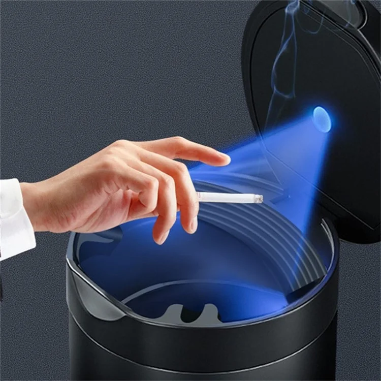 Aluminiumlegierungs-Autotaschenaschenbecher mit LED-Licht, flammhemmend, gute Abdichtung, Aschenhalter - Silber