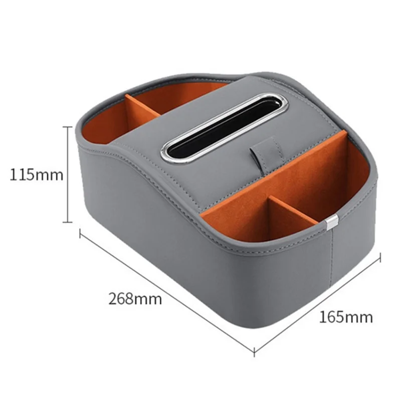 BO-1001 Suede Leather Car Armrest Storage Box Water Cup Holder Tissue Case Organizer - Carbon Fiber Black