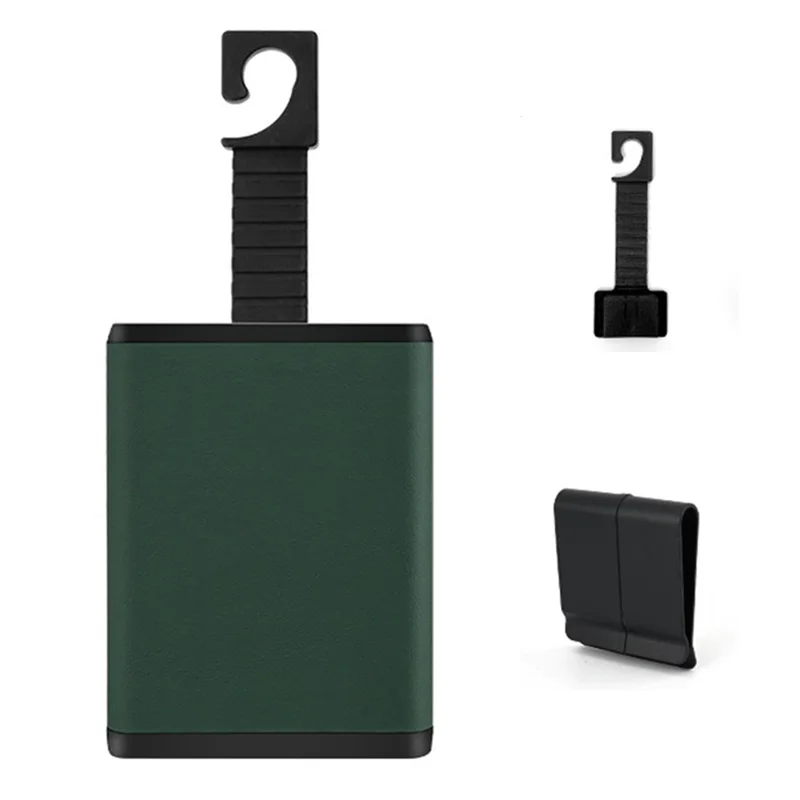 ABS+Leather Car Rubbish Bin Seat Back Hanging Litter Container Storage Box - Blackish Green