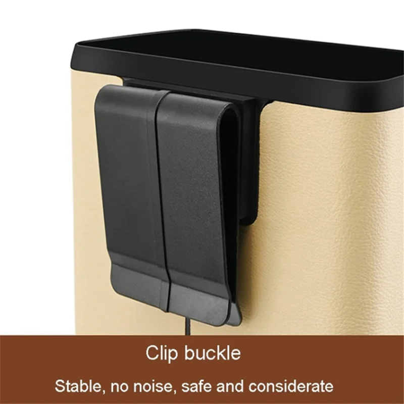 ABS+Leather Car Rubbish Bin Seat Back Hanging Litter Container Storage Box - Black