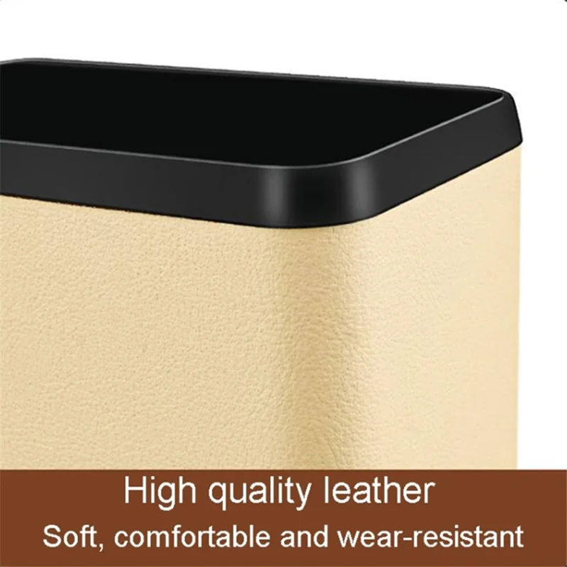 ABS+Leather Car Rubbish Bin Seat Back Hanging Litter Container Storage Box - Black