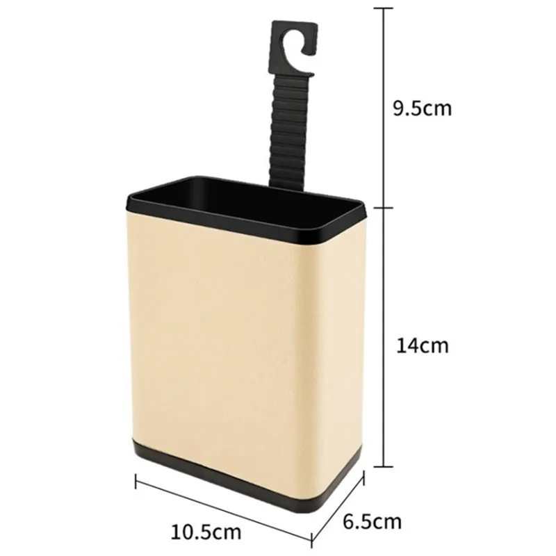 ABS+Leather Car Rubbish Bin Seat Back Hanging Litter Container Storage Box - Black