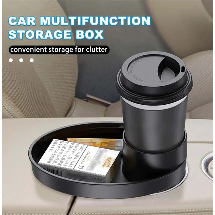 SD-1043 Organisateur multifonction Table Porte-gobelet de voiture avec plateau pivotant - Noir 