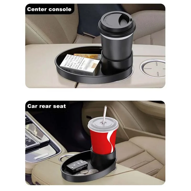 SD-1043 Organisateur multifonction Table Porte-gobelet de voiture avec plateau pivotant - Noir 