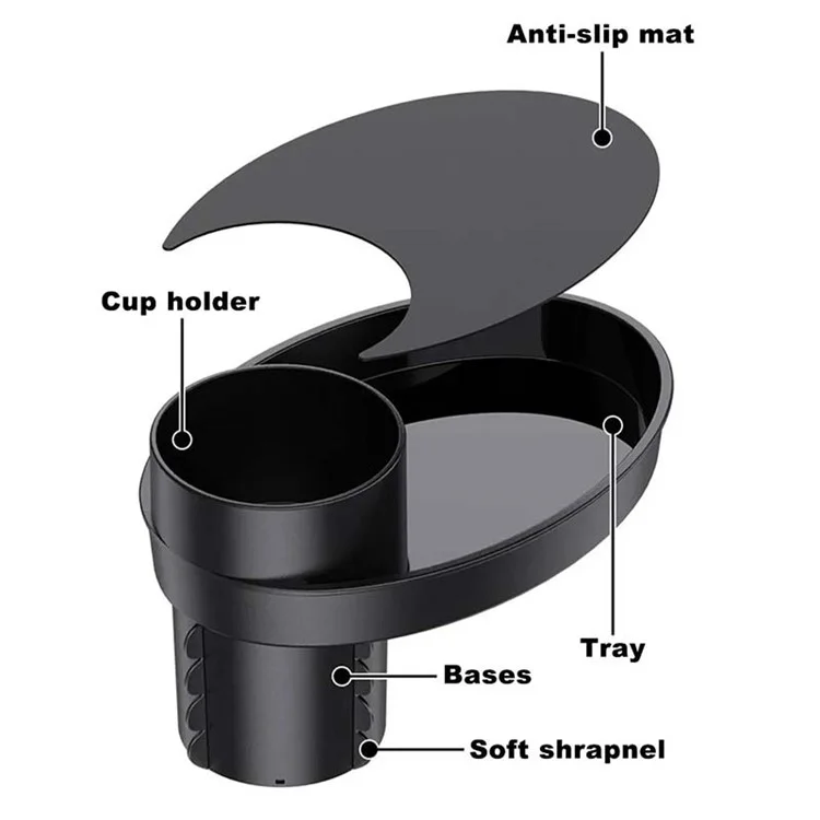 SD-1043 Multi-function Organizer Table Car Cup Holder Expander with Rotating Tray - Blue