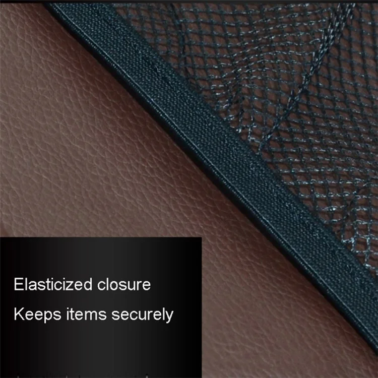 Car Trunk Leather Storage Bag Large Capacity Automotive Backseat Organizer (Mesh Style) - Black