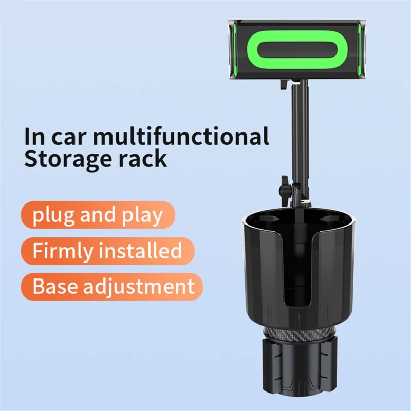 SB-6033 Multifunction Car Cup Holder Storage Tray Rotating Car Cell Phone Stand Rack - Green