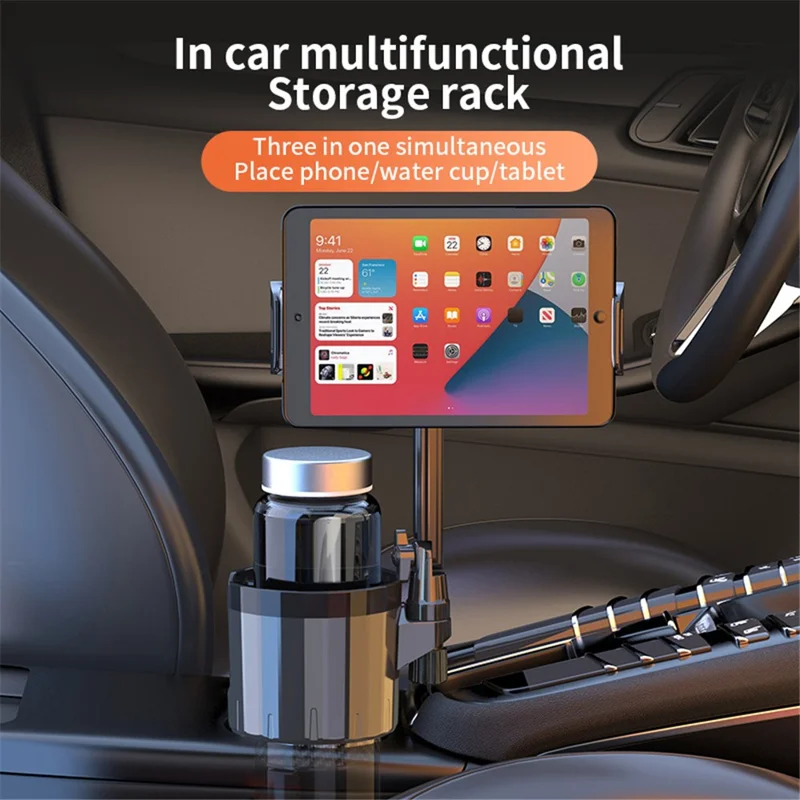 SB-6033 Multifunction Car Cup Holder Storage Tray Rotating Car Cell Phone Stand Rack - Green