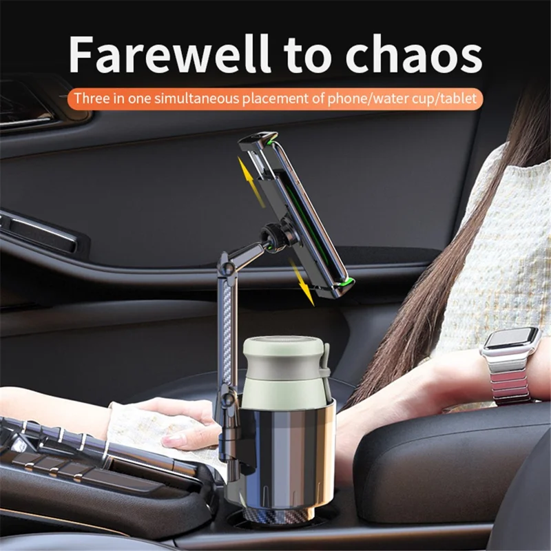 SB-6033 Multifunction Car Cup Holder Storage Tray Rotating Car Cell Phone Stand Rack - Green