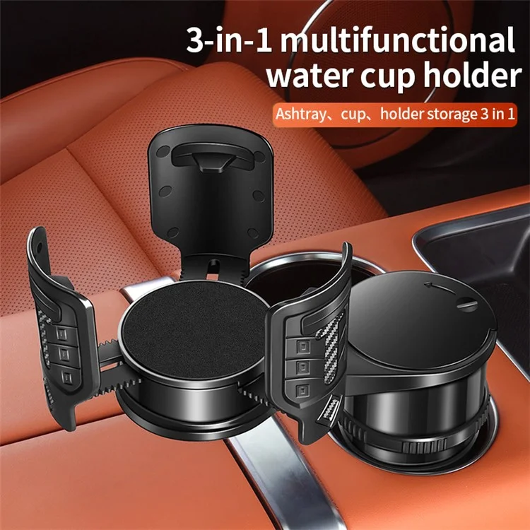 Suporte para Copo de Água Multifuncional de 3 em 1 para Carro com Cinzeiro Removível Antiderrapante Ajustável Adaptador Expansor de Suporte de Copo de Bebida para Carro