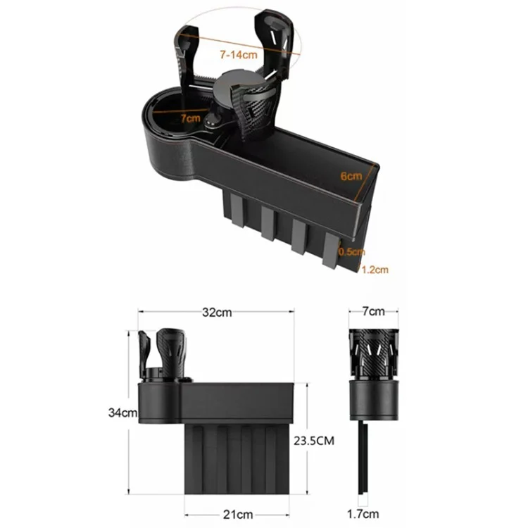 Organizador de almacenamiento del asiento del coche, soporte de taza ABS+PU Leather, negro+rojo