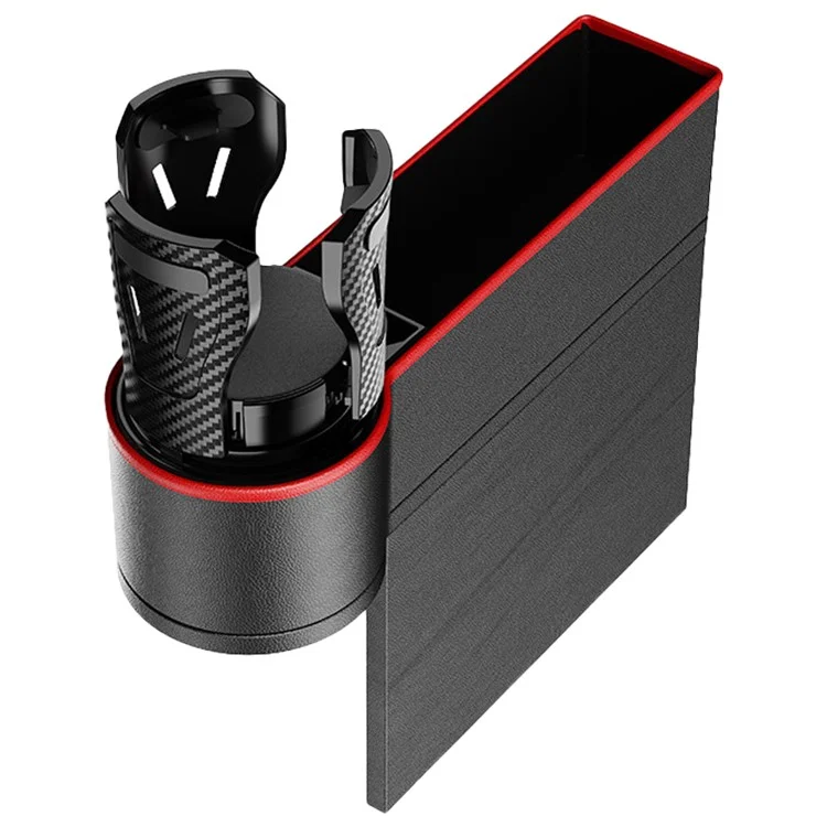 ABS+PU Leder Auto Crevice Aufbewahrungsorganizer Box Car Seat Gap Filler Cup Holder, Beifahrerseite - Schwarz+Rot