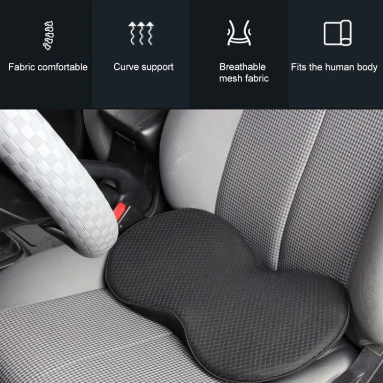 LOVERCAR Car Seat Waist Support Cushion Memory Foam Breathable Mini Seat Cushion - Black