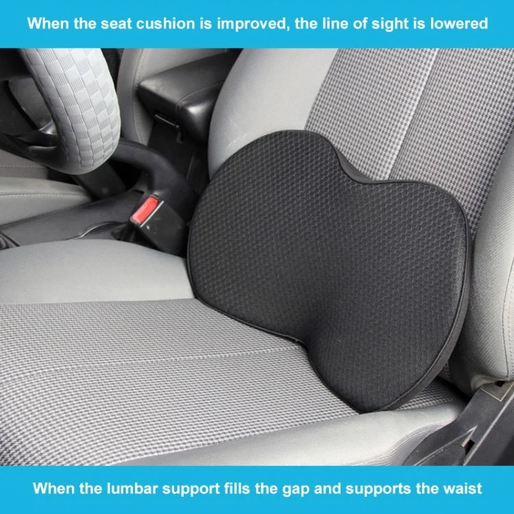 LOVERCAR Car Seat Waist Support Cushion Memory Foam Breathable Mini Seat Cushion - Black