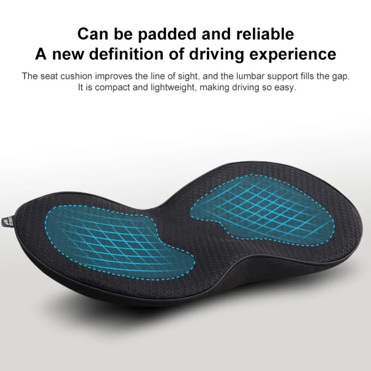 LOVERCAR Car Seat Waist Support Cushion Memory Foam Breathable Mini Seat Cushion - Black