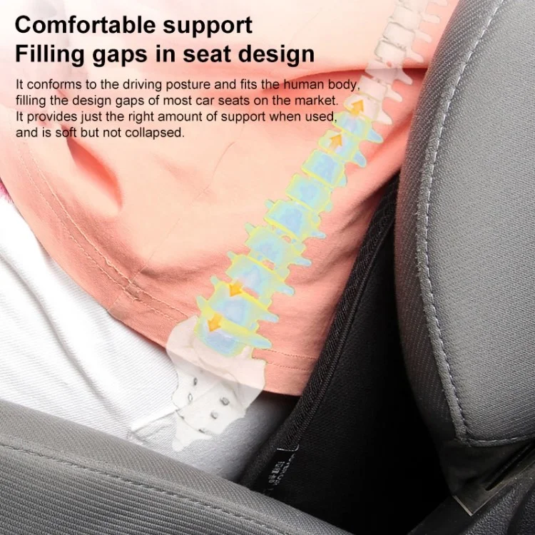 LOVERCAR Car Seat Waist Support Cushion Memory Foam Breathable Mini Seat Cushion - Black