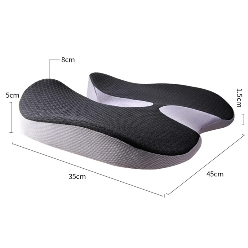 Car Seat Cushion Mesh Cloth+Memory Foam Breathable Fatigue Relief Seat Cushion - Black