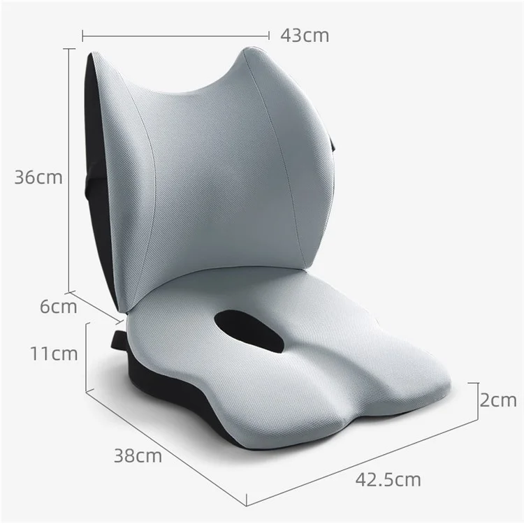 LOVERCAR Ergonomic Car Seat Cushion Memory Foam Slow Rebound Chair Cushion with Backrest - Gris