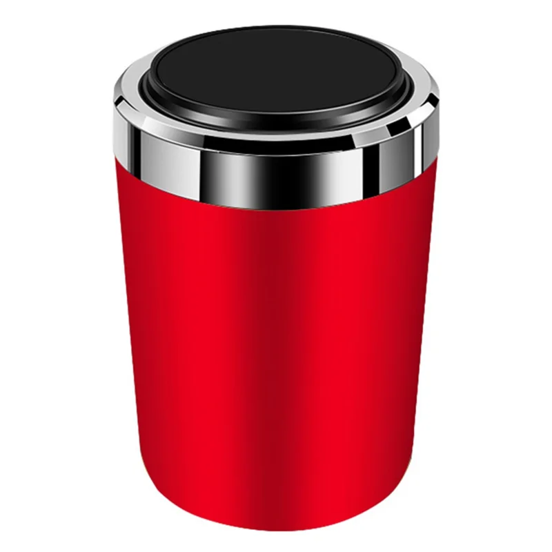 ABS+Metal Liner LED Light Car Ashtray Vehicle Interior Garbage Can Ashtray with Lid - Red