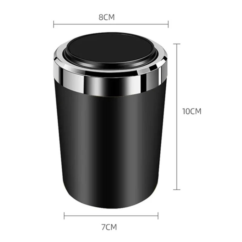 ABS+Metal Liner LED Light Car Ashtray Vehicle Interior Garbage Can Ashtray with Lid - Gold