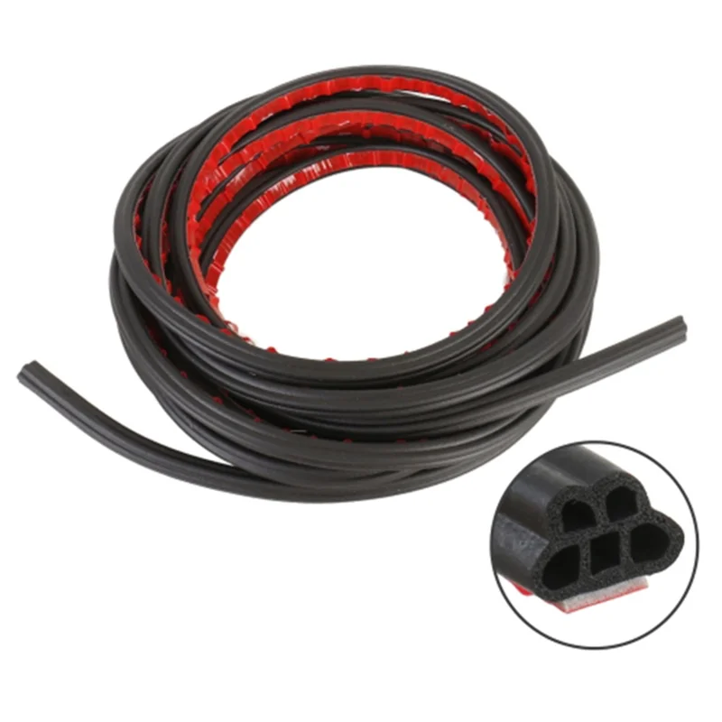 20m 5-Hole Car Door Hood Trunk Seal Strip Vehicle Rubber Noise Insulation Adhesive Strip