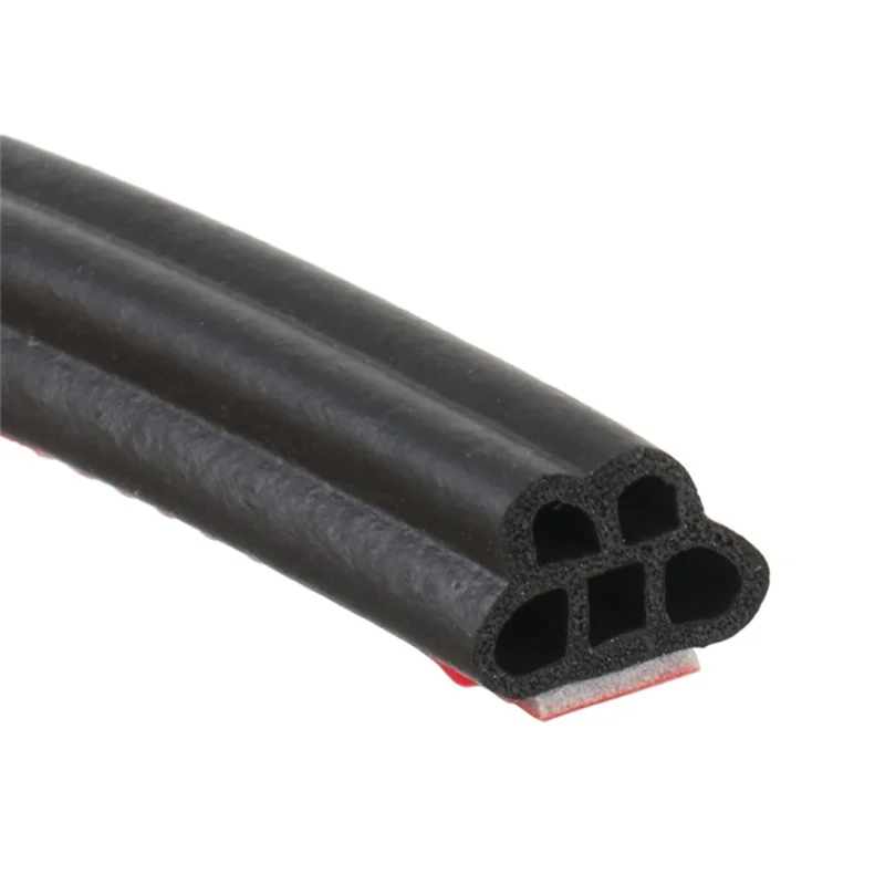 5m 5-Hole Car Door Rubber Sealing Strip Vehicle Door Hood Trunk Soundproof Anti-collision Adhesive Strip