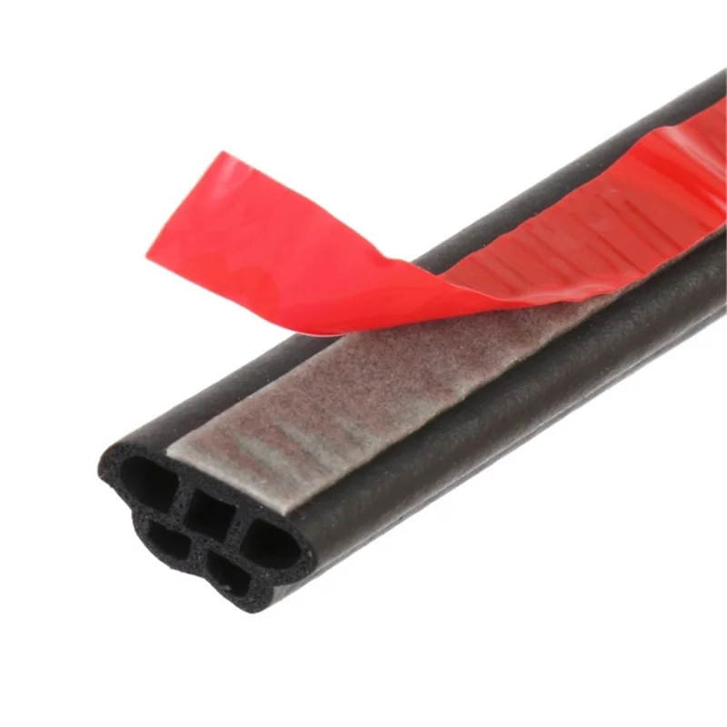 5m 5-Hole Car Door Rubber Sealing Strip Vehicle Door Hood Trunk Soundproof Anti-collision Adhesive Strip