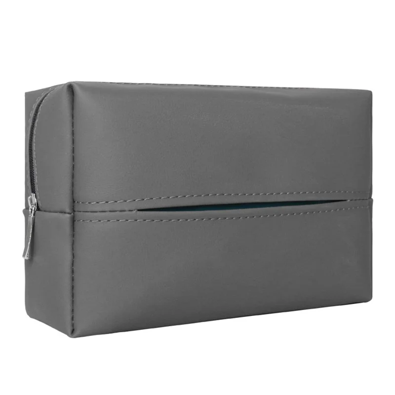 Napa Leather Car Tissue Box Holder Back Seat Headrest Hanging Tissue Box - Grey